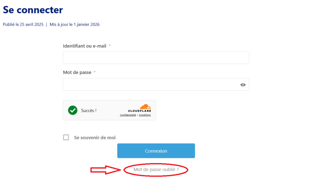 écran de connexion